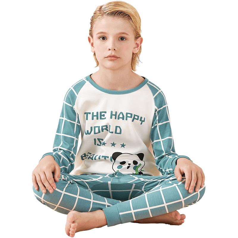 Me feeling Children's Autumn Cotton Underwear A-Class 100% Pure Cotton Boys' Pajamas Thermal Base Layer Set for Older Kids