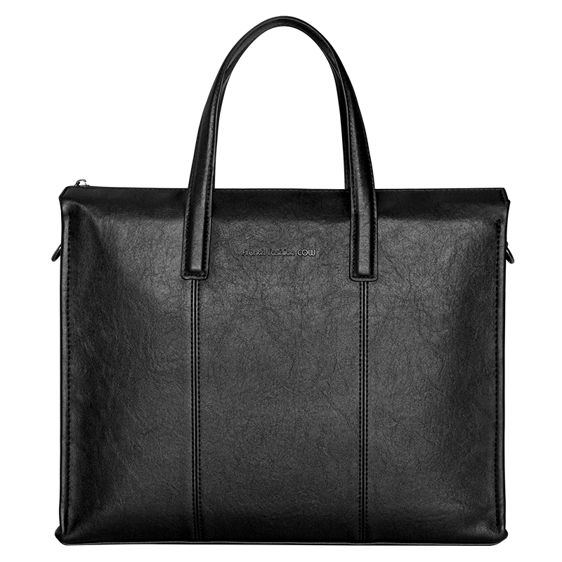 COW Men's Briefcase Large Capacity Durable Business Casual Laptop Bag 6666 Black