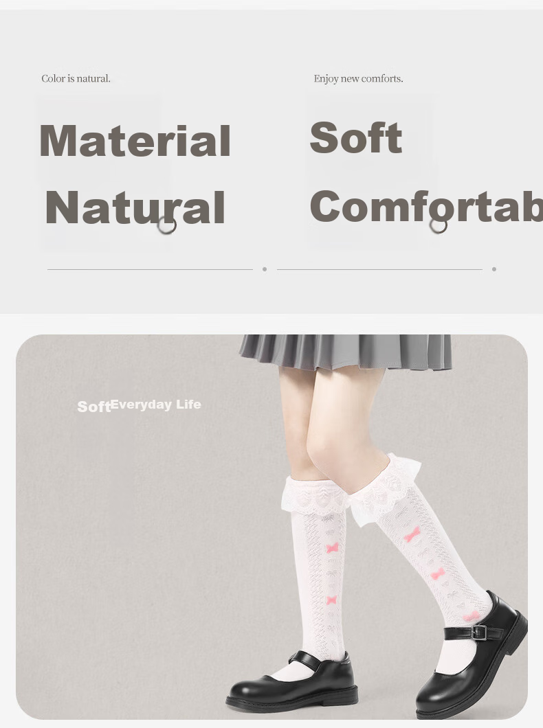 Barbie Children's Mid-Calf Socks, Girls' High Socks for Spring And Autumn, Lace Mesh Socks for Girls, White And Pink, 2 Pairs Set 2