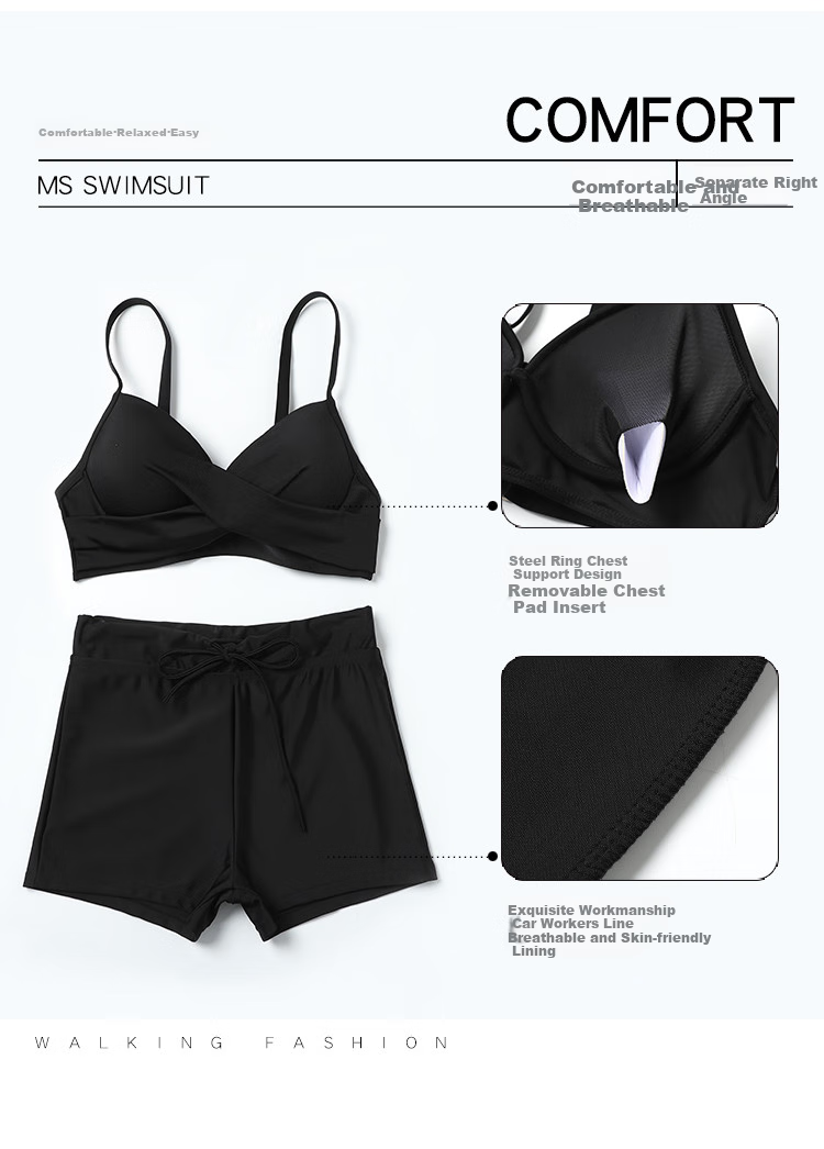 Yifu Bikini Swimsuit for Women, Instagram-Style Three-Piece Set, Korean Hot Spring Style, Chanel-Inspired Conservative Tummy-Covering Slimming Swimwear 15