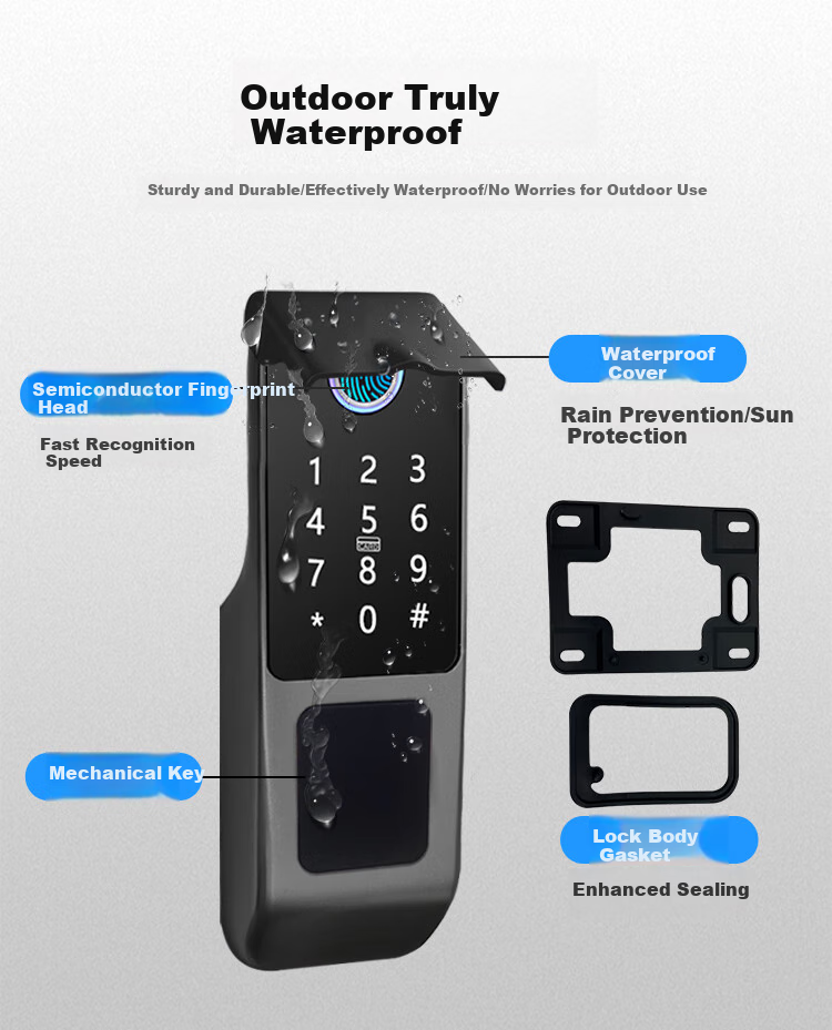 GSON Fingerprint Lock Password Lock Outdoor Waterproof Anti-Theft Door No Wiring Required Courtyard Gate Smart Old-Style Anti-Theft Door Fingerprint Lock 2