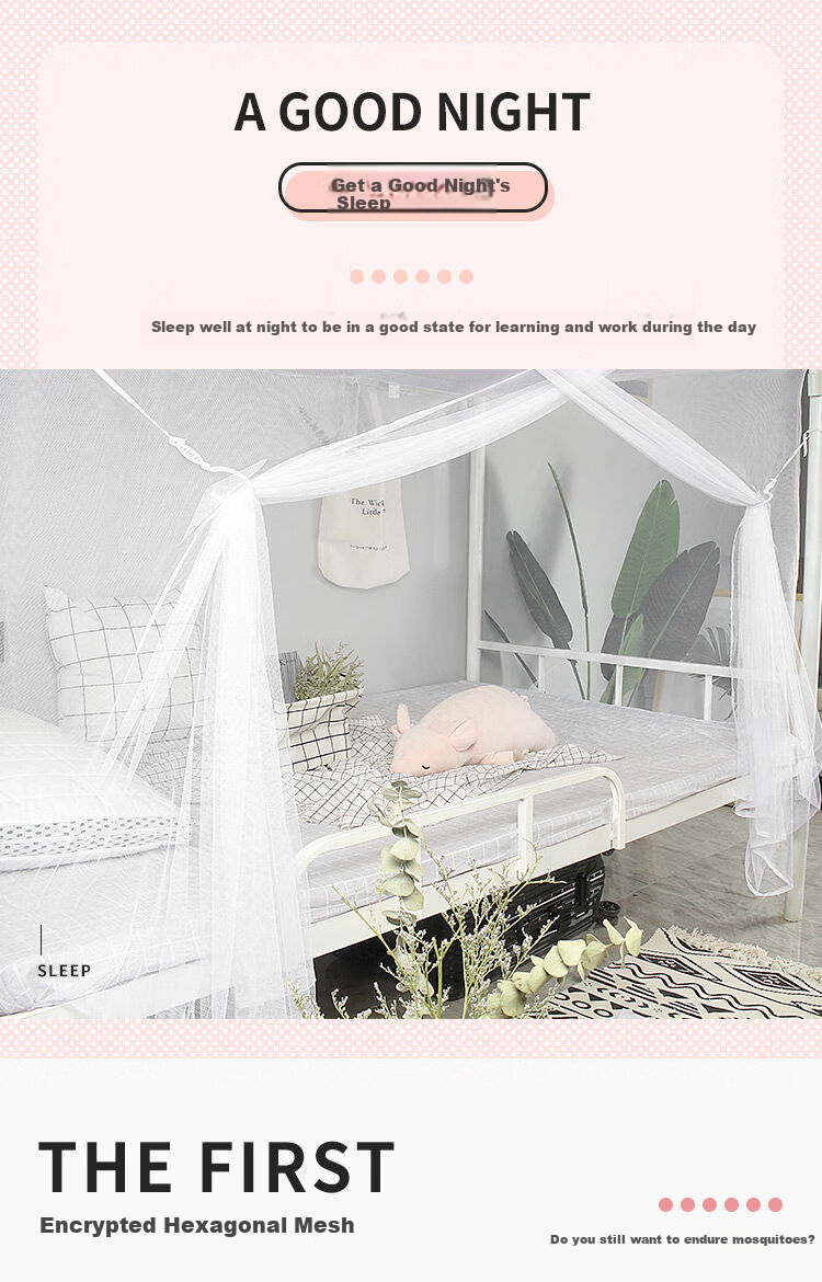 AVIVI Student Mosquito Net for Dormitory, Square Top Mosquito Net, Single Door Opening, 0.9 Meters, White [Suitable for Bunk Beds] 6