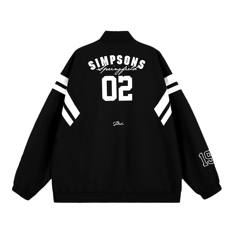 THE SIMPSONS Spring Autumn Casual Colorblock Patchwork Trendy Loose Unisex Jacket Black/White Regular L
