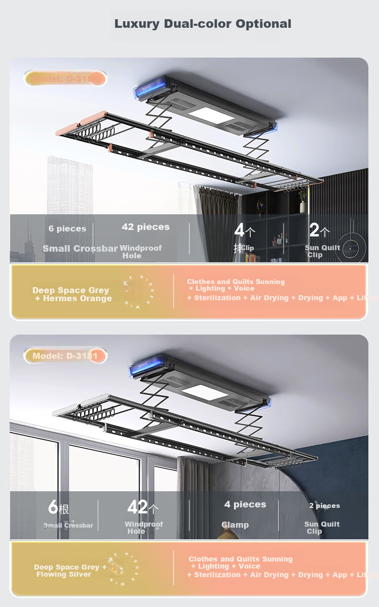 Hotata Electric Clothes Drying Rack, Concealed Lifting, Balcony Fully Hidden Smart Clothes Drying Machine Q30, Triple-Fold Space Master 13