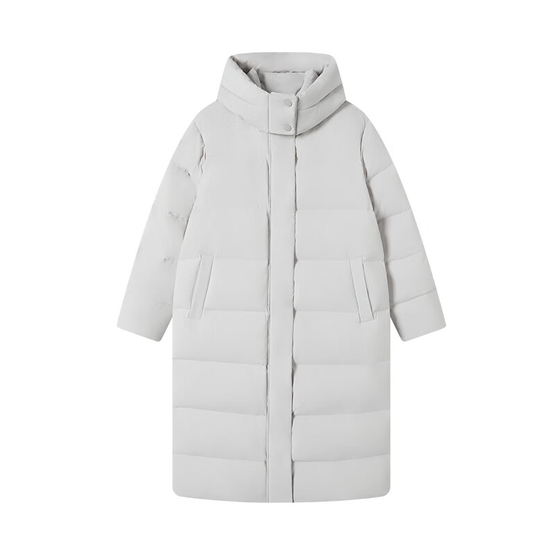 JD Original down Jacket for Women, 90% Duck Down, Puff Mid-Length Style, Fashionable Versatile, Winter New Thick Coat, Pure Gray, Size L
