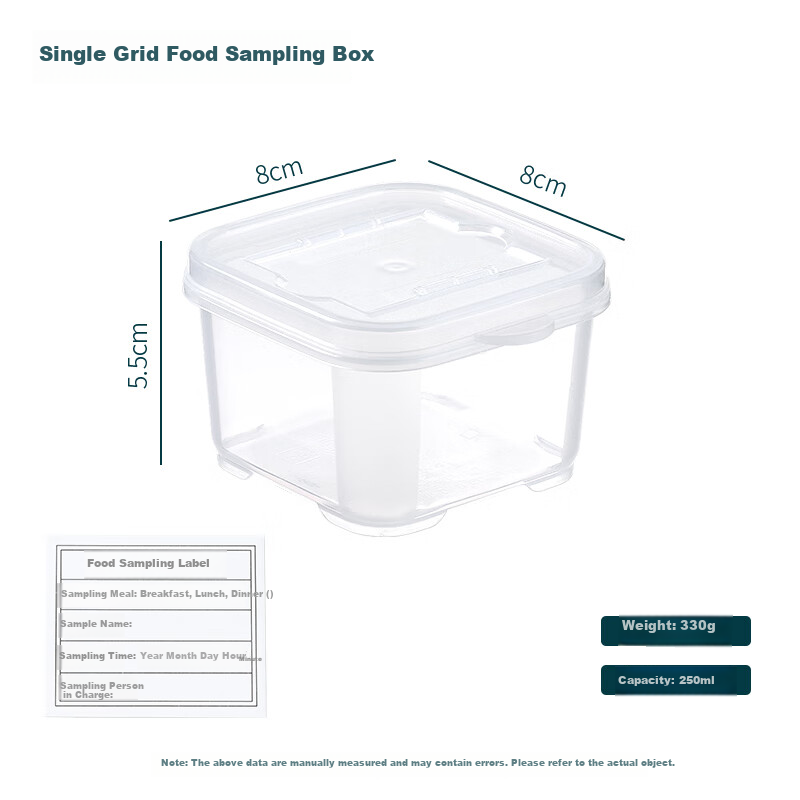 Baijie Food Sample Storage Containers for Kindergarten, School, Hotel, Fresh-Keeping Material Sampling Box, Single Compartment 250ml, Pack of 10