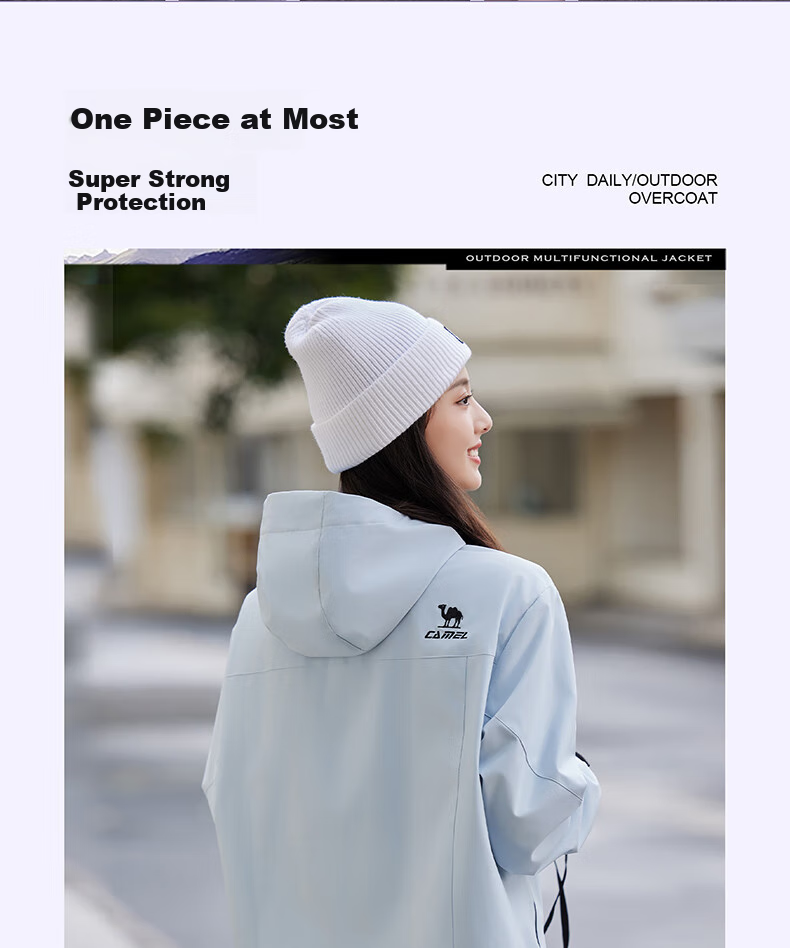 CAMEL Sports Jacket, New Style for Men And Women, Spring And Autumn Casual Fleece-Lined Jacket, Outdoor Water-Repellent Windproof Mountaineering Coat, Windbreaker 12