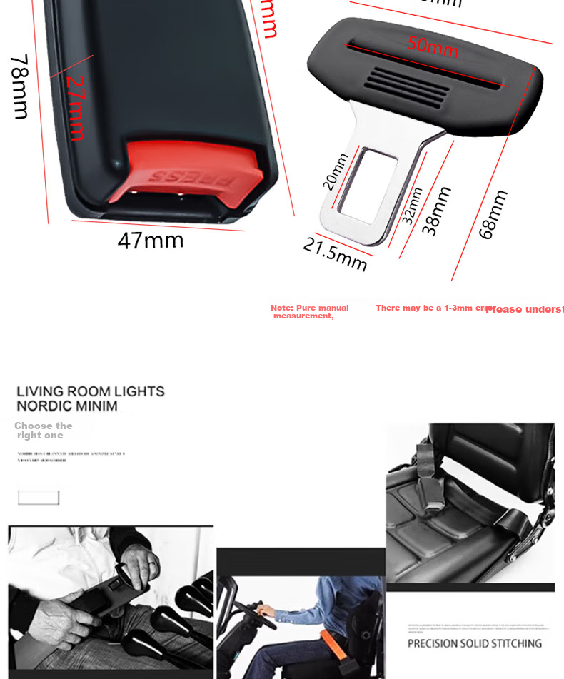 Ougude A068 Two-Point Safety Belt, Manual Two-Point Amusement Park Maintenance Safety Belt, Forklift Engineering Vehicle Emergency Brake Strap, B7 Simple Black 9