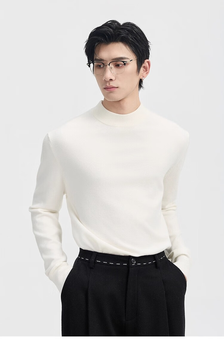 Earl Zuoer [Lycra Tencel Wool] Early Winter 25 Crew Neck Pullover Knit Base Shirt Men's Solid Loose Sweater 7