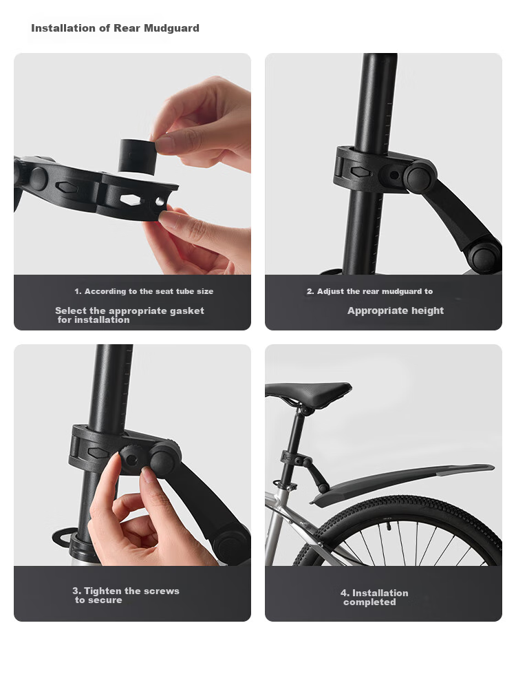 JD Original D1 Bicycle Mudguard for Mountain Bike And Road Bike, Quick Release, Widened And Lengthened, Mud Removal Accessory, Black 9