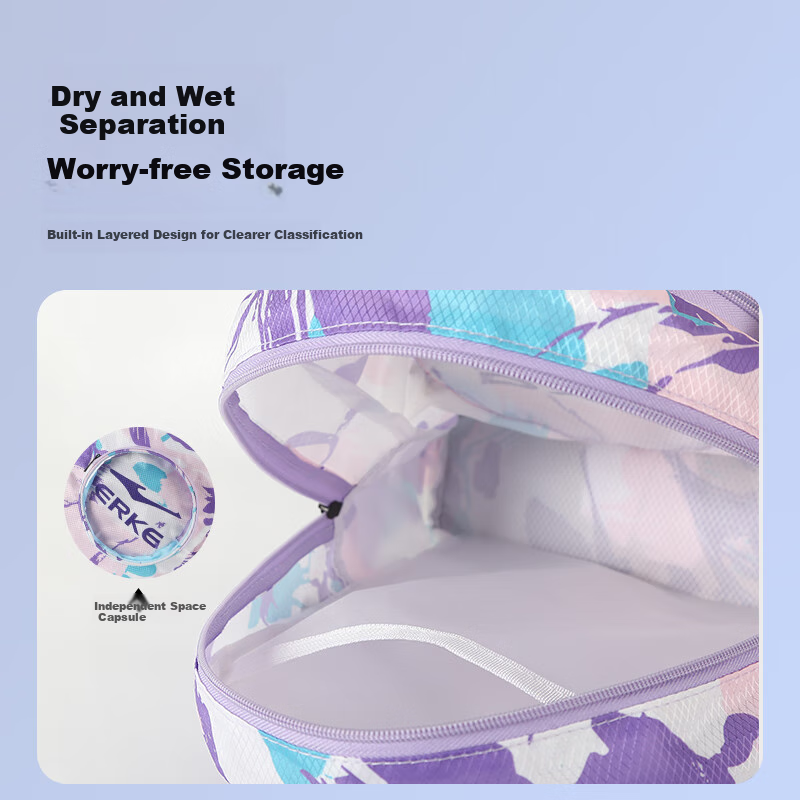 ERKE Children's Swim Bag with Wet And Dry Separation, Shoe Compartment, Waterproof Backpack, Unisex Swimming Storage Bag for Boys And Girls