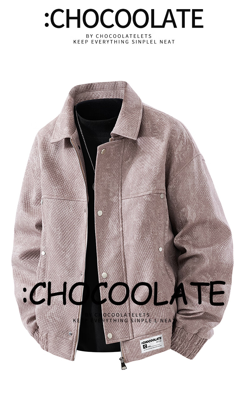 :CHOCOOLATE IT American Vintage Lapel Jacket Men Autumn New Trendy Brand Design Loose Casual Coat Retro Blue L 2