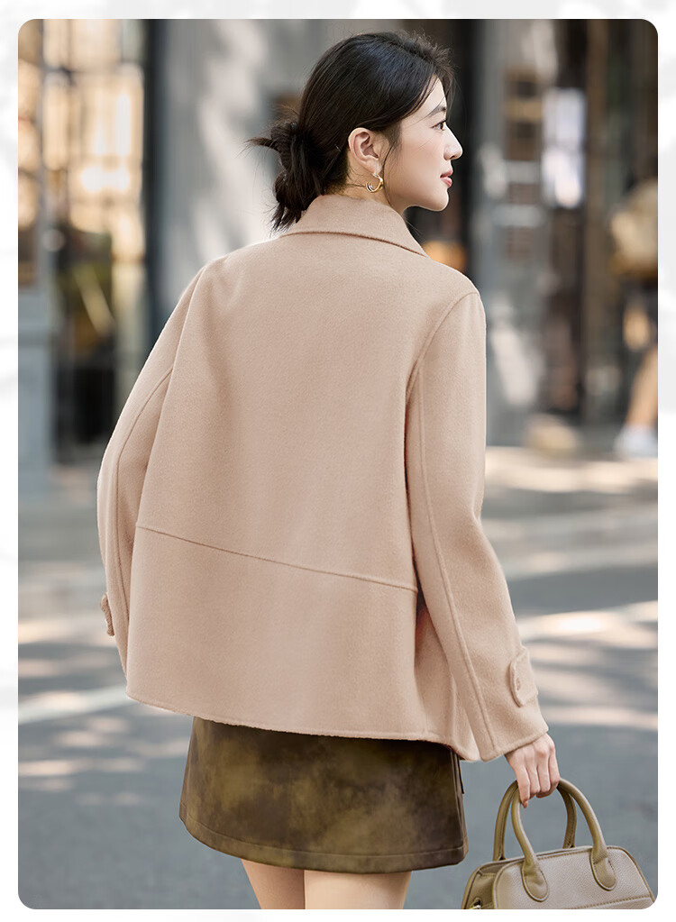 LOUISYAO Minimalist 100% Wool Short Coat 25 Winter New Fashion Slim Double-Sided Woolen Jacket Women Khaki Green M 6