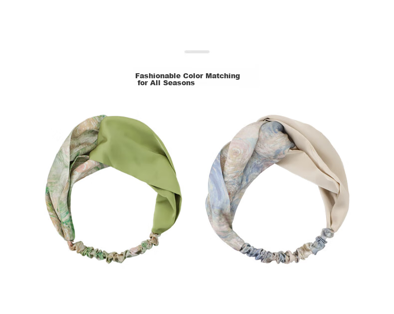 ELLE Simple Floral Print Headband, French Elegant Color-Block Hairband for Women, Face-Washing Headband, Gift for Girlfriend, Mid-Autumn Festival Present 2
