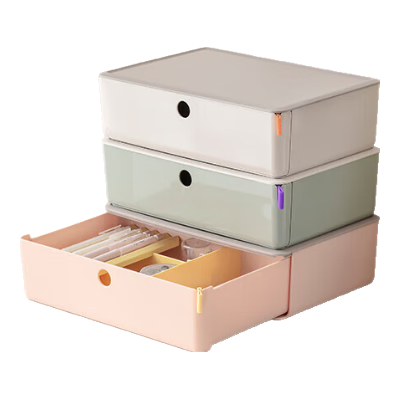 Deli Xdomo Series Drawer Storage Box, Office And Makeup Organizer with Silicone Clips, Divided Green XDM31