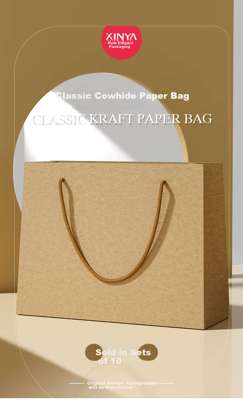 Xinya Large Kraft Paper Document Bags, File Folders, Tender Bids, Contract Bags, Gift Packaging, Extra Thick Handheld Paper Bags, Pack of 10 1