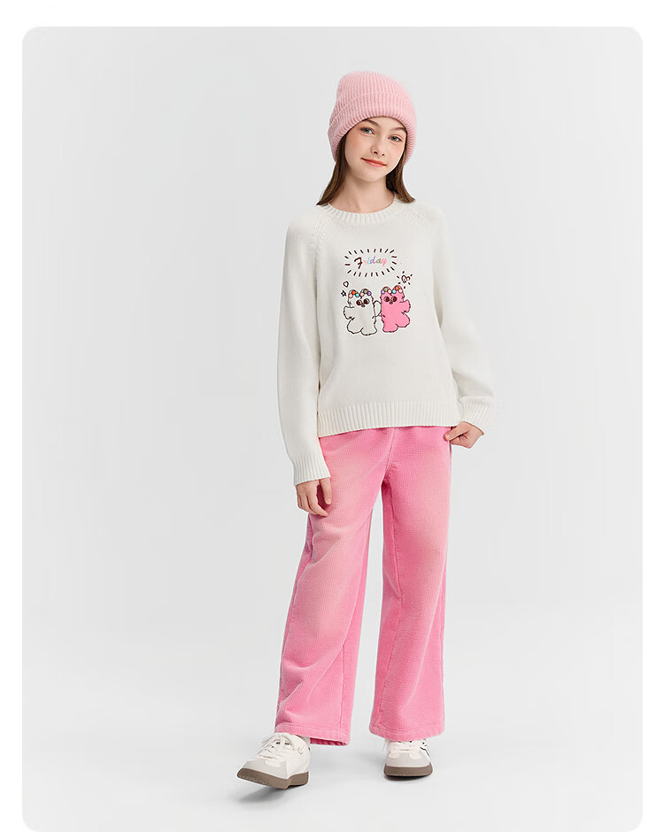 Balabala Girls' Knit Sweater Children's Winter Sweater [Naipupu IP Mall Same Style] Sweet Warm Knitwear 18
