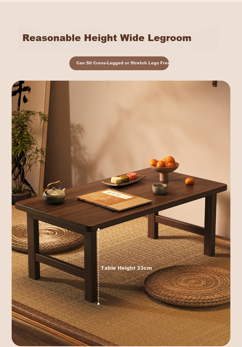 Zhuobo Coffee Table, Tea Table, Bay Window Table, Kang Table, Bedside Table, Small Table, Folding Table BZ52 Walnut Color 60*40cm 2