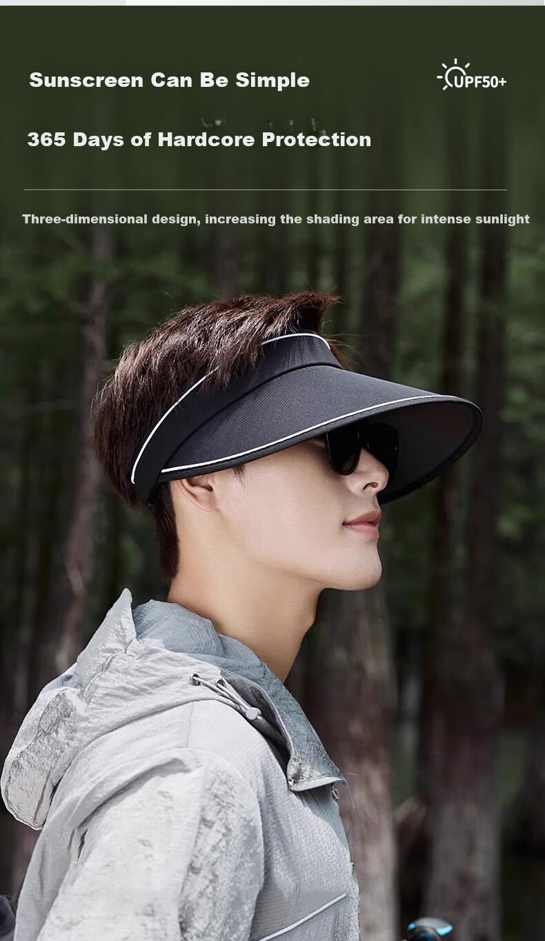 Ousen Sun Hat for Men, Visor Running Cap, Versatile Outdoor Hiking Sun Protection Hat, Cycling Sports Cap with Wide Brim 2
