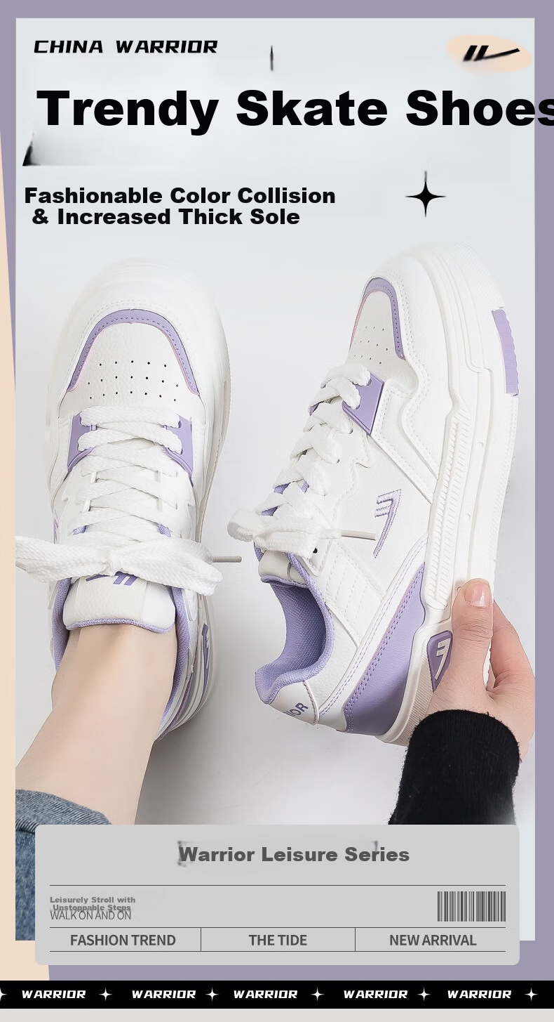 Huili Women's Shoes, White Sneakers, Trendy And Versatile Casual Shoes, Stylish Footwear for Women, 2662L White And Purple, Size 35 1