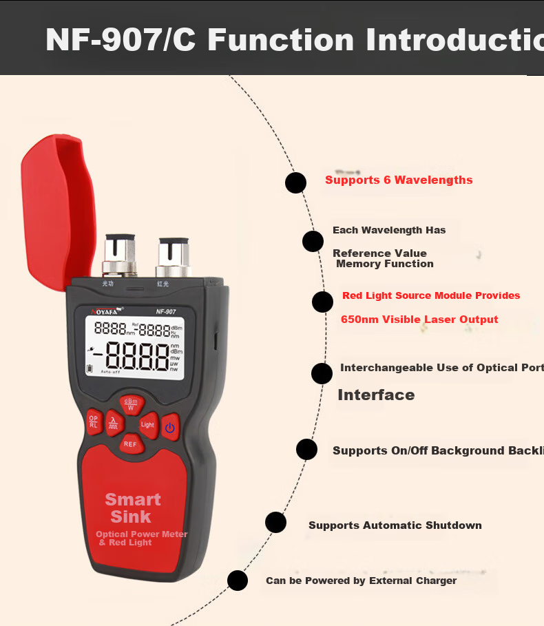 Jingmingshu NF-919 Multifunctional Fiber Optic Tester, Optical Power Meter, Light Source, Red Light Can Measure Communication Network, Telecom Network, Cable TV Fiber Optic Line Engineering Construction Inspection And Maintenance 12