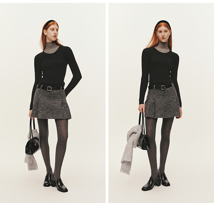 Semir Women's Winter Knitted Sweater Eggshell Neck Solid Slim Wool Top 2025 109725107004 11
