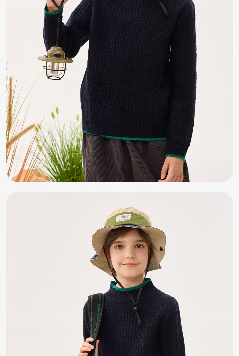 Baleno Girls' Sweater, Autumn And Winter 2026 New Style, Trendy Cable Knit Pullover for Older Girls, Children's Semi-Turtleneck Warm Inner Layer 4