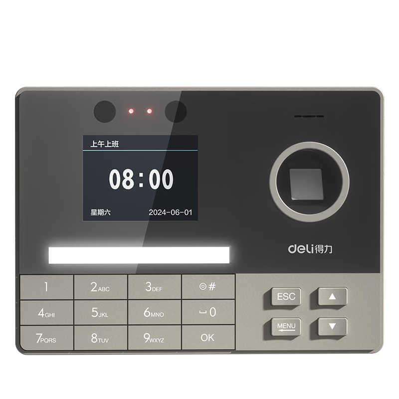 Deli Attendance Machine, Time Clock, Fingerprint And Facial Recognition All-In Device, Visible Light Dynamic Facial Recognition, Built-In 4G Network without WiFi, Remote Online Management, 3760-4G