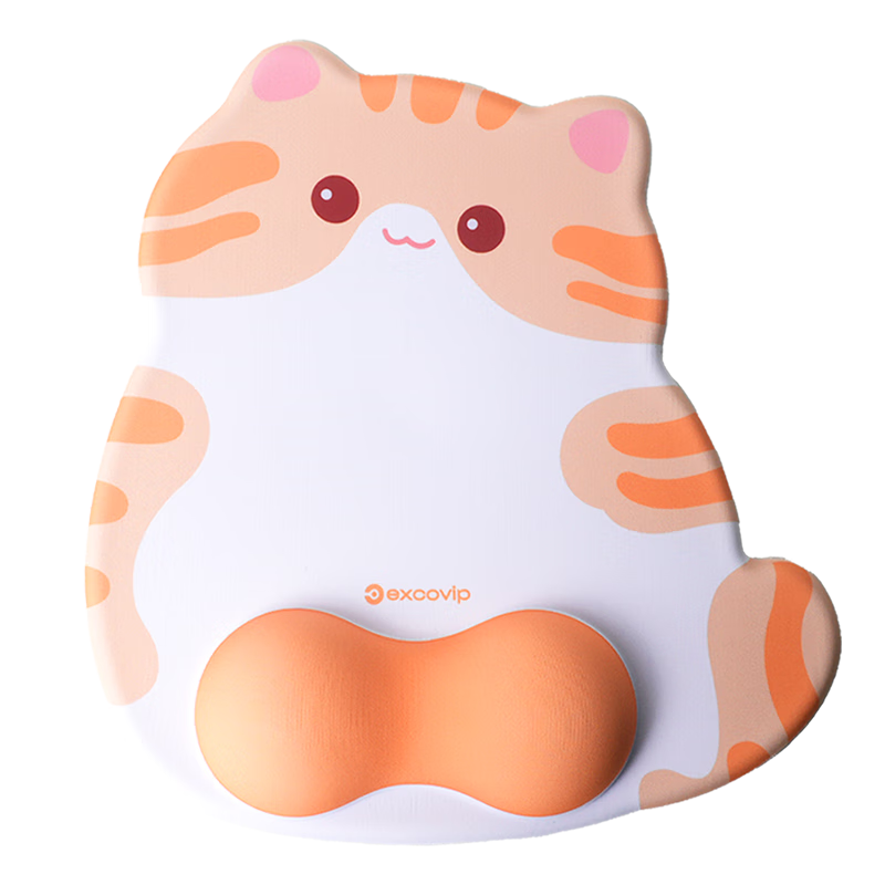 EXCO Soft Cute Orange Cat Wrist Rest Mouse Pad Large Cute Cartoon Computer Office Ergonomic Silicone Wrist Support Non-Slip Mat 0623