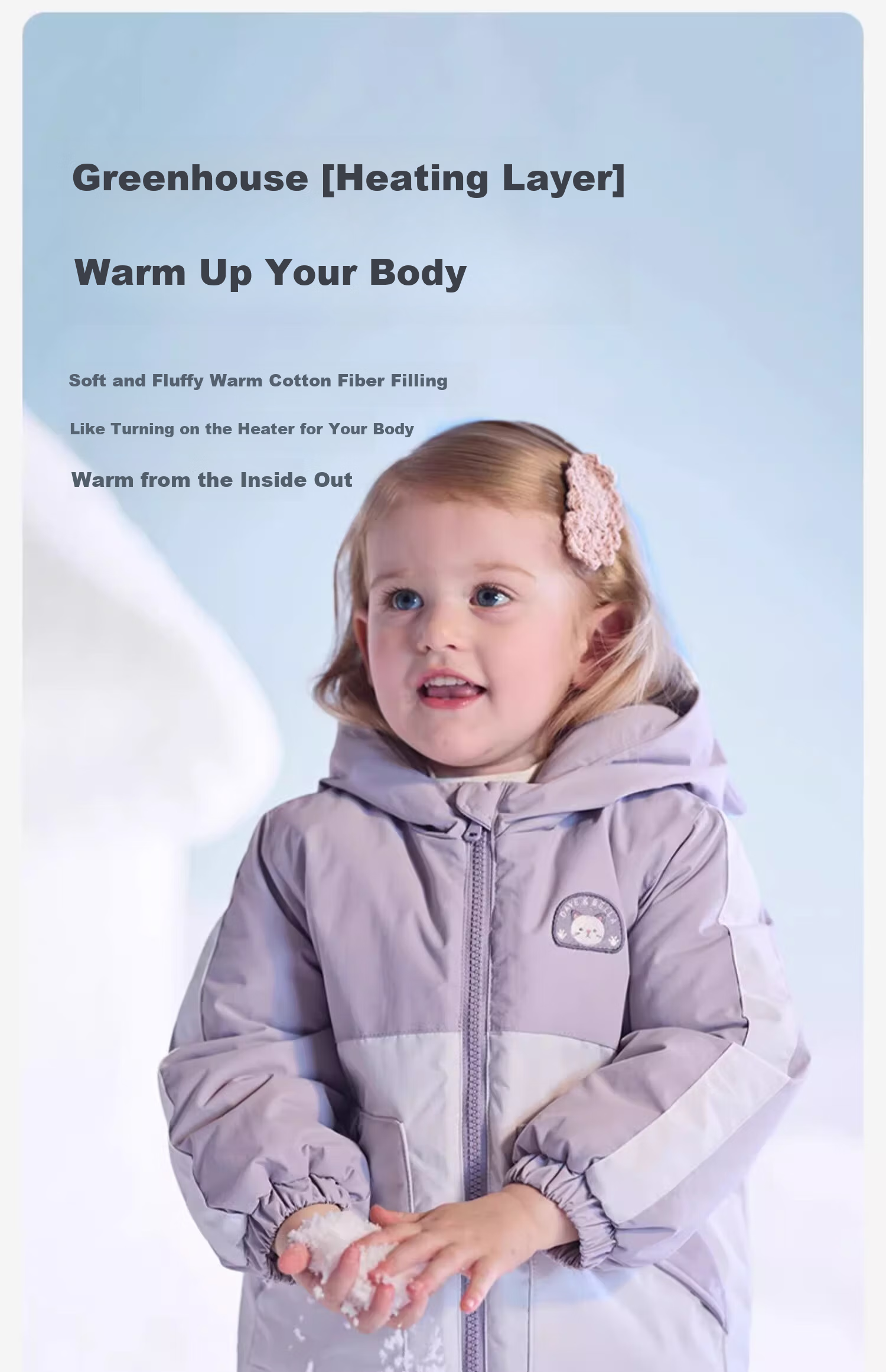 DAVE & BELLA Girls' Cotton Jacket, Winter Outerwear for Boys, Baby Fleece-Lined Waterproof Breathable Hooded Cotton Coat 5