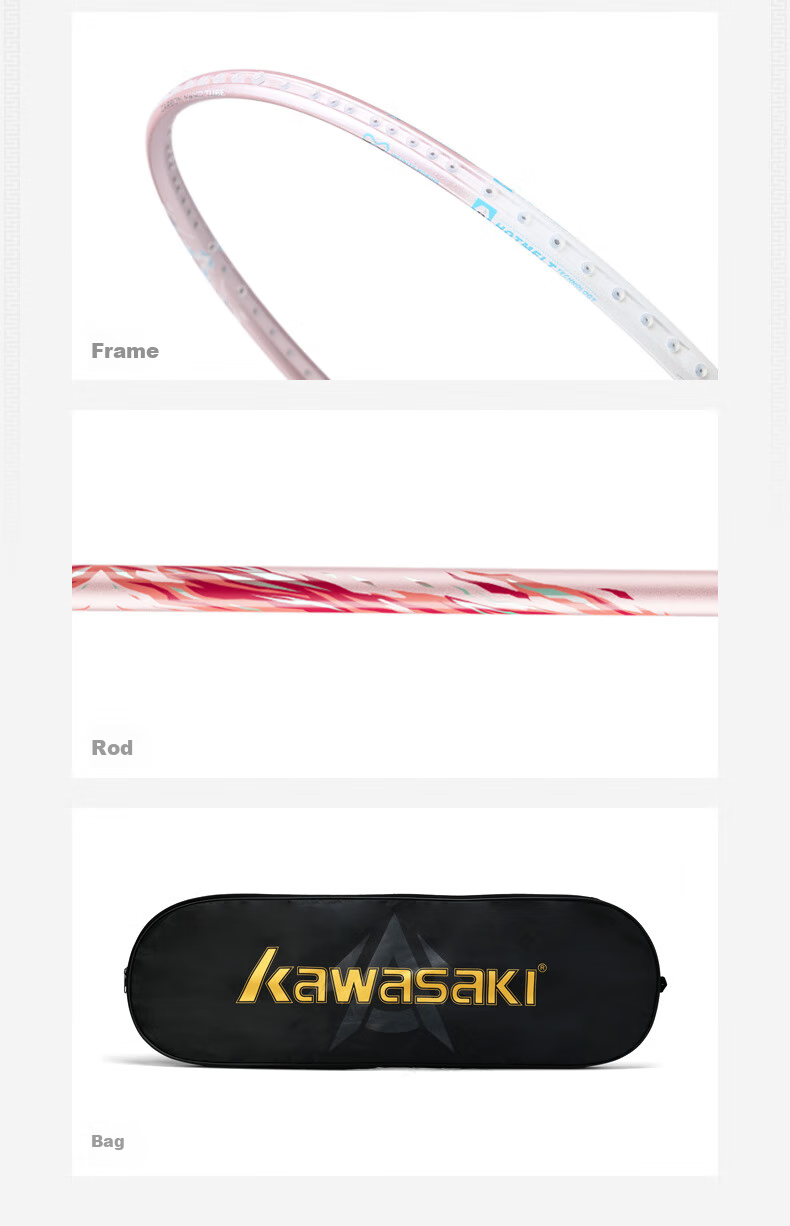 Kawasaki Badminton Racket, Gengjianfeng Qie 5 Full Carbon, Unisex All-Round Racket, Ultra-Light Speed Advanced Racket, Single Racket Bow And Arrow 19