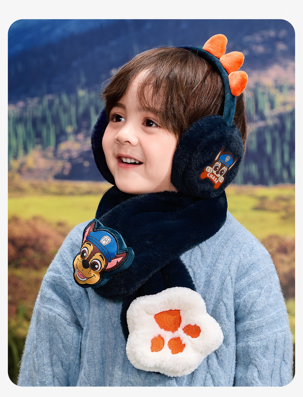 PAW PATROL Kids Warm Plush Ear Muffs Unisex Baby Cold Protection Cute Ear Warmer Navy Blue; 0388 13