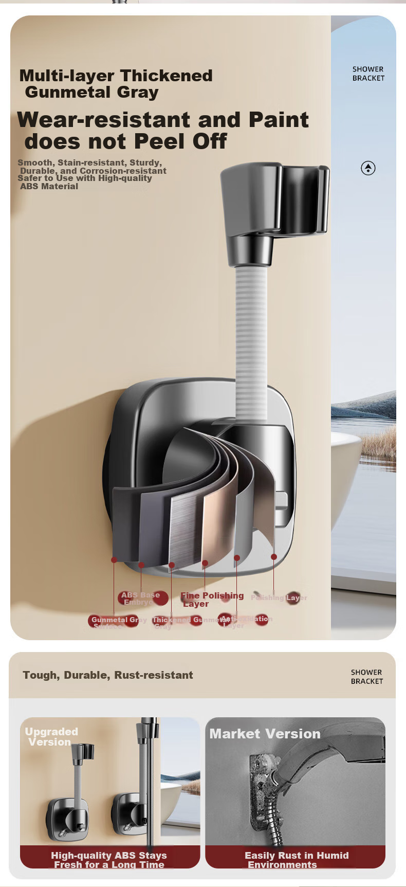 OPLSED [Germany] Shower Head Holder, No Drilling Required, Strong Suction Cup Base, Adjustable And Rotatable 13