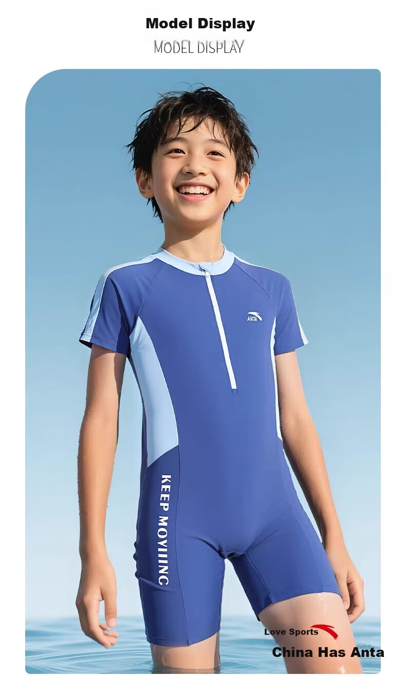 ANTA Children's Swimsuit for Boys And Girls, 2025 New Style One-Piece Square-Leg Swimwear, Kids' Hot Spring Beach Sun Protection Quick-Dry Swimwear 11