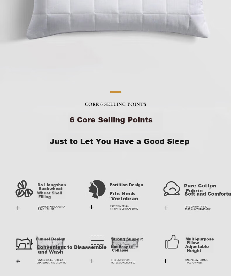 Yuanshenghuo Four Seasons Herbal Buckwheat Pillow, 100% Sweet Buckwheat Hull Pillow Core, Neck Protection, Removable And Washable, Single Pack 2