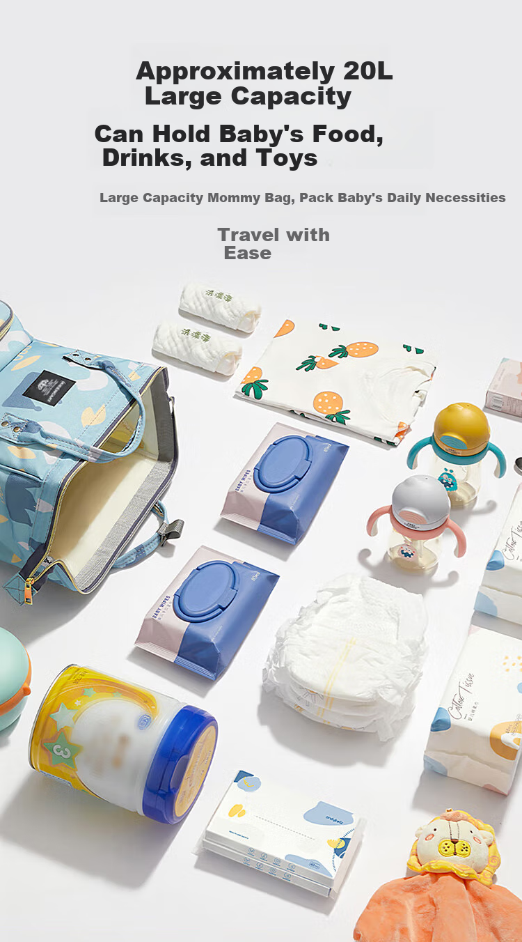 Aibao Shi Mommy Bag Multifunctional Large Capacity Maternity Backpack Lightweight Portable Work Mom Bag Off-White M419 4