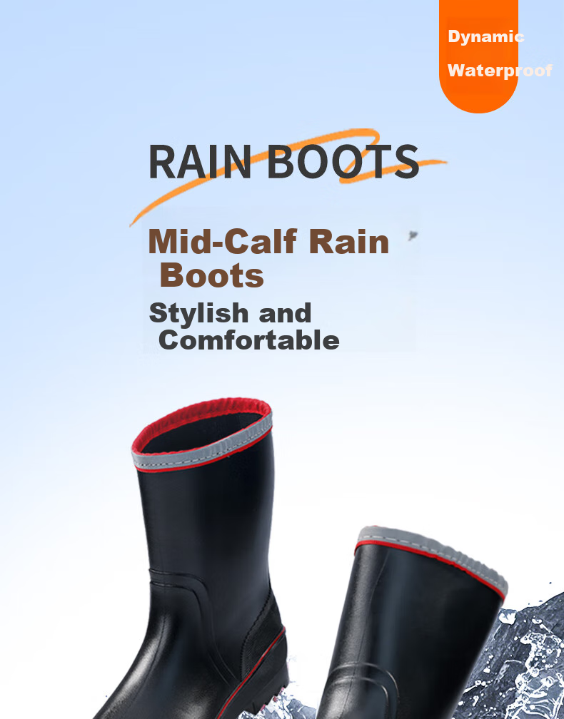 Lanoudun Rain Boots for Men, Tall Waterproof Shoes, Outdoor Non-Slip Rubber Shoes, Wear-Resistant Rain Boots, Overshoes YX1010 Size 42 1