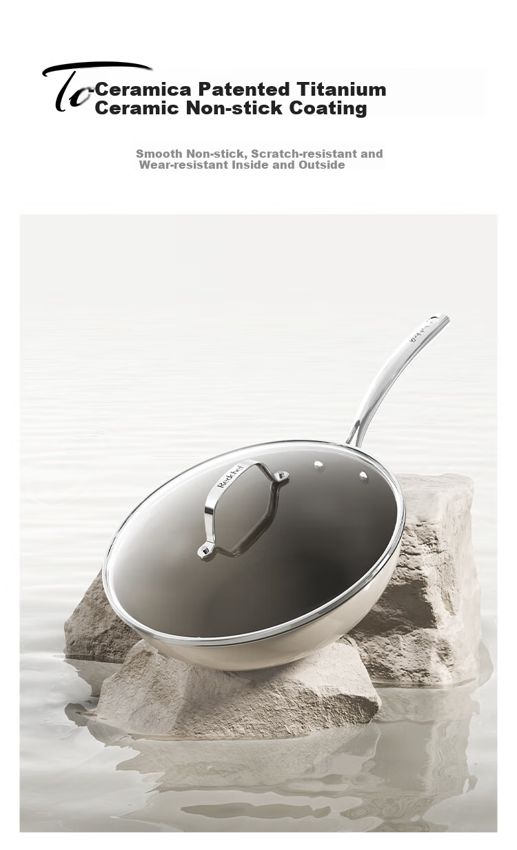 REDCHEF Titanium Ceramic Non-Stick Flat-Bottom Stir-Fry Pan, Frying Pan, Compatible with Gas And Induction Cooktops, Smokeless, 30cm 4
