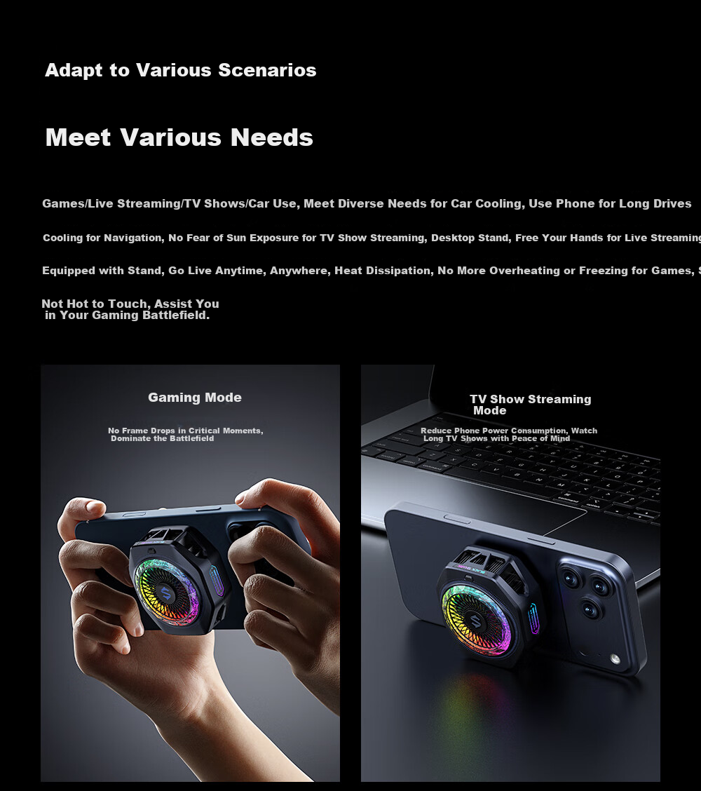 Heisha 5Pro Magnetic Phone Cooler for Gaming, Live Streaming, Semiconductor Cooling Back Clip, Temperature Reduction, Suitable for Apple IPhone 17 Pro Max, Huawei, Xiaomi Red Magic AI 26