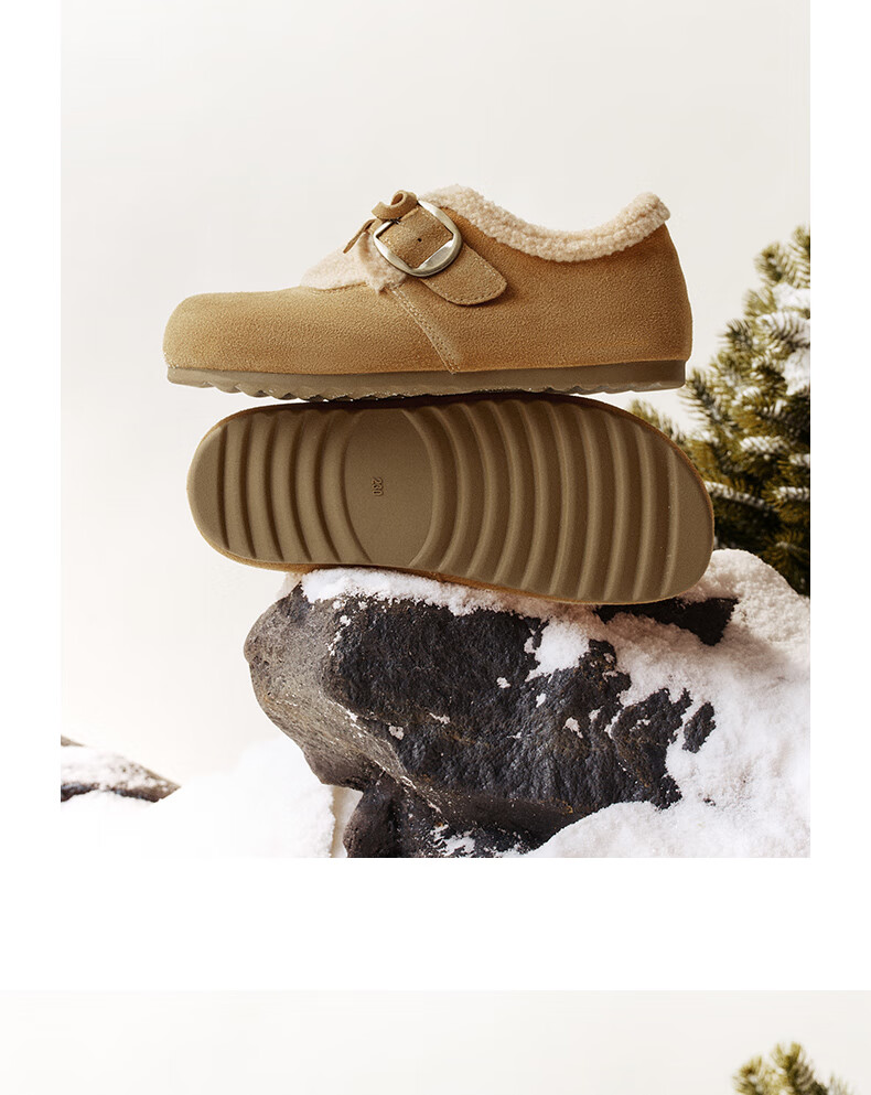 SENDA Snow Rabbit Fur Women's Shoes 2025 Winter New Outdoor Plush Warm Casual Birkenstock Style ZTI53DM5 Brown Size 37 3