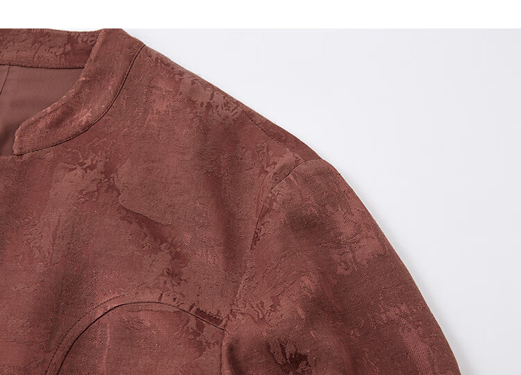 Demana [Rulan Tuyou] Spring and Autumn National Style New Chinese Stand Collar Jacquard Button Pleated Short Jacket for Women 6