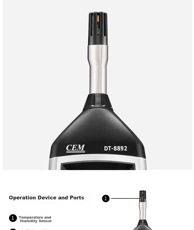 CEM DT-8892 Temperature And Humidity Tester, Digital Display Thermometer And Hygrometer, Industrial-Grade Portable Temperature And Humidity Meter 4