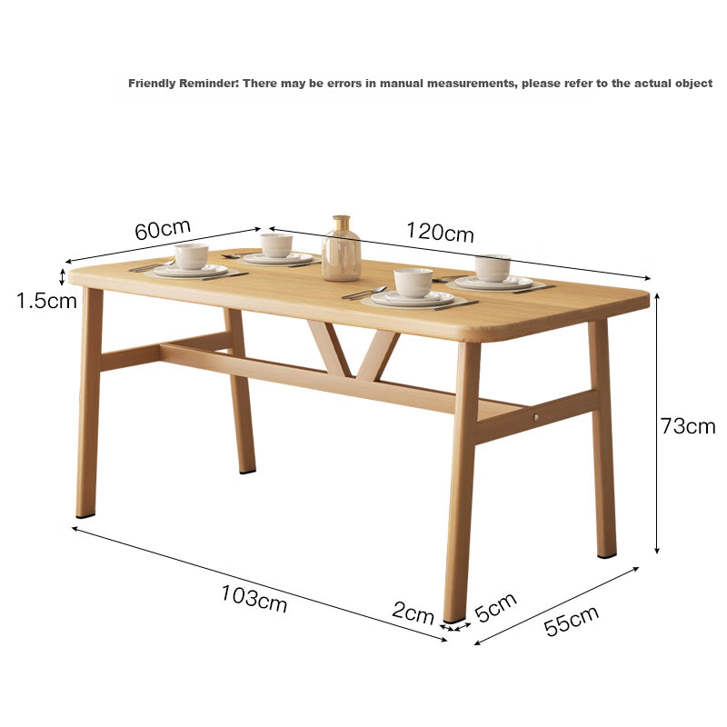 Yupin Dining Table and Chair Small Apartment Dining Table Imitation Wood Rental Apartment Restaurant Iron Bullhorn Dining Chair CY166 Natural Wood Color Single Piece