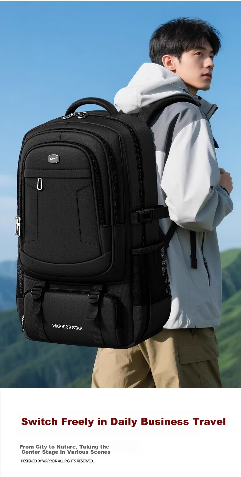 Huili Men's Large Capacity Backpack, Multifunctional Business Travel Bag, Outdoor Hiking Pack, Casual Business Luggage Backpack 16