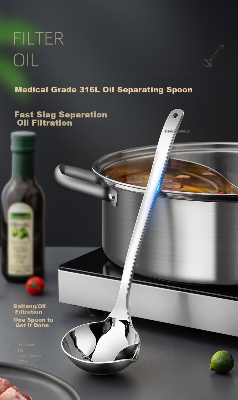 Newair 316 Stainless Steel Oil Separation Ladle, Household Oil Strainer, Kitchen Oil Filter Spoon, Grease Separator 1