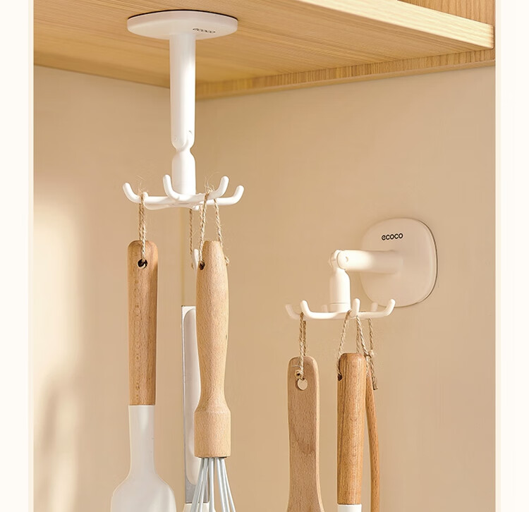 Ecoco Hook with Strong Adhesive, Hexagonal Rotating Design, No Drilling Required, Traceless Bathroom Kitchen Storage Hanger, Door-Back Hook 7