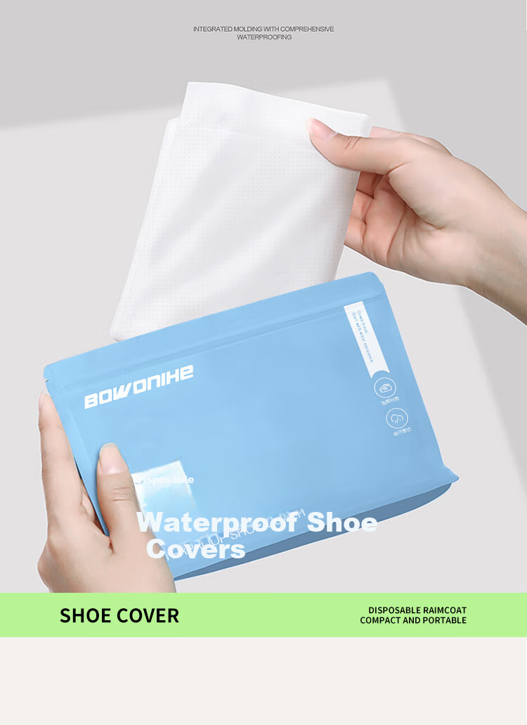 BWNK Waterproof Shoe Covers, Thick Rain Boots, Portable Non-Slip Wear-Resistant Rain Boots, White, Size XL 6