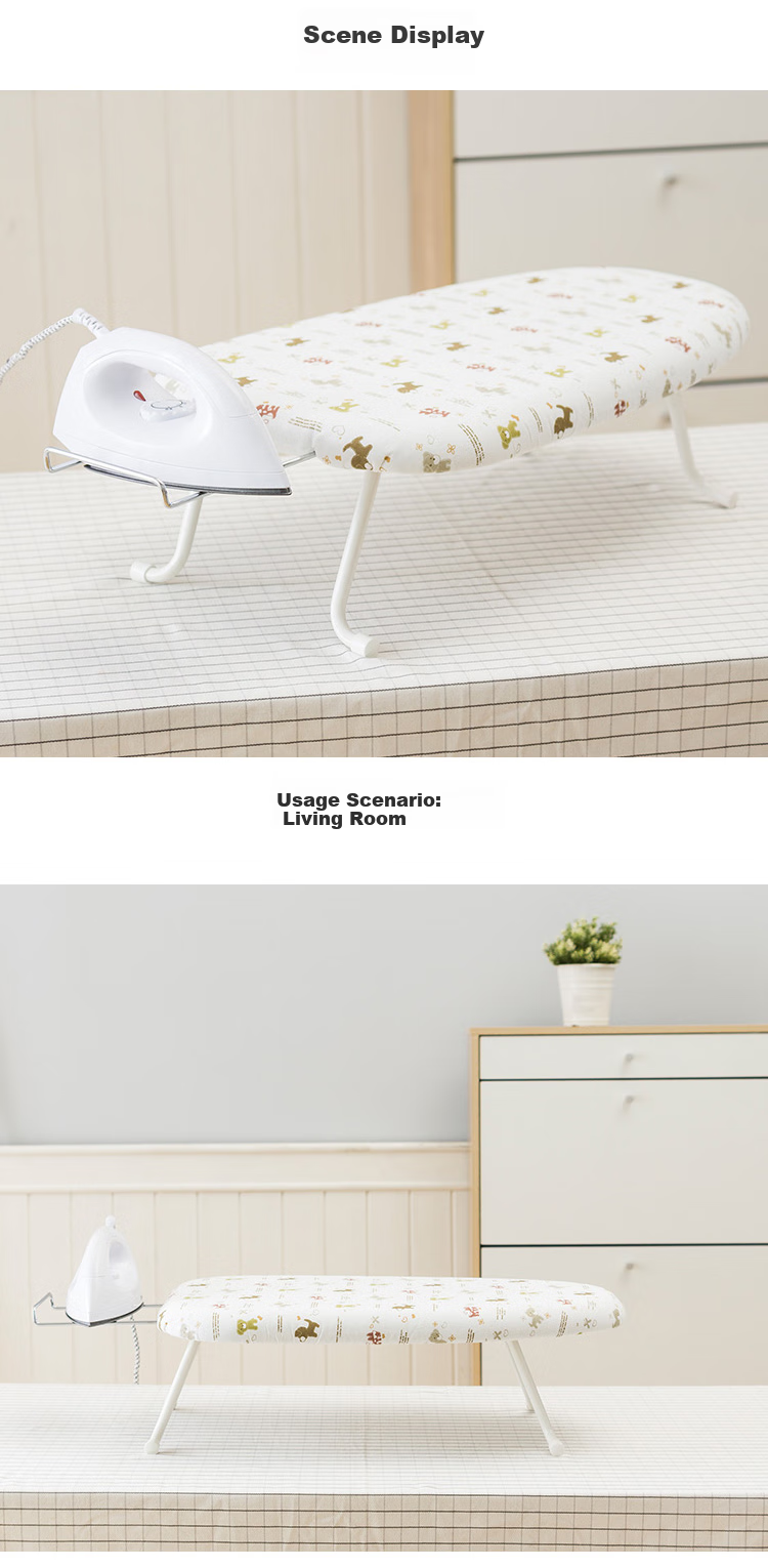 Ourunzhe Ironing Board, Home Use Ironing Board, Ironing Board with Adjustable Height, Brown Grid Fabric Ironing Board, 32 Inches 2