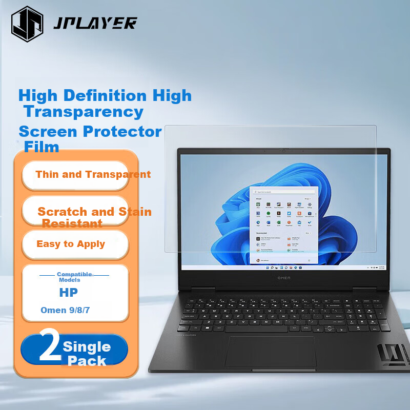 JPLAYER High-Definition Transparent Screen Protector, 16.1 Inches (16:9), Suitable for HP Shadow Elf 9/8/Light Shadow Elf 9/8, Anti-Scratch LCD Film, 2-Pack