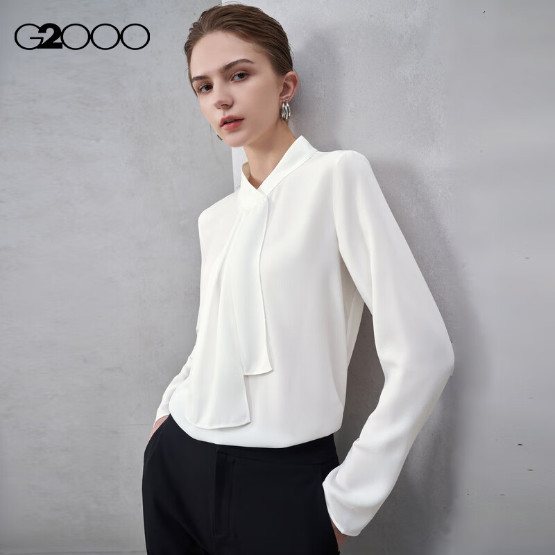 G2000 Textured Ribbon Design Women's 2025 Autumn Winter Comfortable Long Sleeve Casual Shirt Mall Same Style